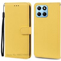 For Honor X6 Case Huawei Honor X6 2022 Cover Silicone Wallet Flip Leather Case For Honor X6 VNE-LX1 VNE-LX2 Phone Case Fundas For Honor X6 (2022) geltona