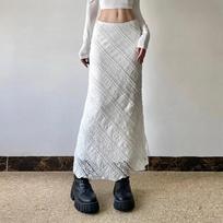 Elegant White Lace Skirt for Women Vintage Style Slim Fit Package Hip Long Skirt Y2k Casual Fashion Clothes Summer One Size balta