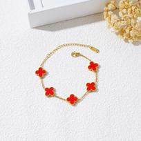 15MM Fashion Four Leaf Clover Five Flowers Bracelet Women Fashion 18K Lucky Straw Hand Jewelry 18K [gold]