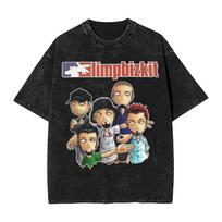 Limp Bizkit T Shirts Hip Hop Washed Short Sleeve T-Shirt Vintage Men Women Tops Streetwear Printed Tees Ins Y2k S