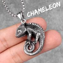 Chameleon lizard Animal Mens Long Necklaces Pendants Chain HipHop Unique for Boy Male Stainless Steel Jewelry Creativity Gift Without Chain