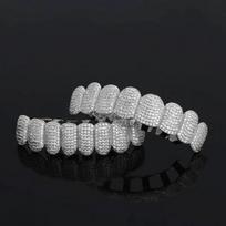 Dideli Blizgantys Bling Bling Iced Out Dantų Grillz Hip Hop Viršutiniai ir Apatiniai Grillz Dantų Burnos Panko Dantų Kepurėlės Cosplay Vakarėlis