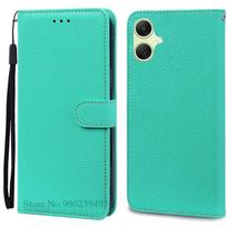 Dėklas Samsung Galaxy A05, silikoninis odinis atverčiamas piniginės tipo dėklas Samsung Galaxy A05 telefonui, SM-A055F dangtelis, coque, fundas For Samsung A05 dangaus mėlyna spalva