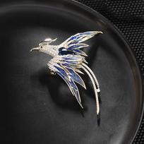 Luxury Copper Micro Inlaid Cubic Zirconia Chinese Style Phoenix Brooch Suit Clothing Accessories