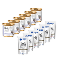 Brit gf veterinary diets cat Gastrointestinal 6x200g + ENZO VET Žarnynas su ėriena padaže katėms 6x100g