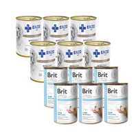 BRIT GF Veterinary Diets Dog Obesity 6x400g + ENZO VET Žarnyno dieta šunims su ėriena 6x400g