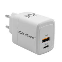 Qoltec GaN 20W charger, 5V/20V 1.5A/3A, 1xUSB-C PD, 1x US