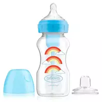 DR.BROWN'S buteliukas pereinamasis OPTIONS+ plačiu kakleliu, mėlynas 270ml + silikoninis snapelis