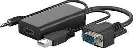 Keitiklis VGA - HDMI (reikalingas papildomas maitinimas per USB) GOOBAY
