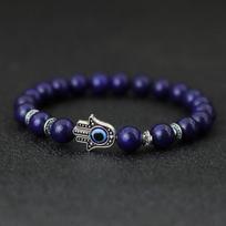 Turkijos blogos akies apyrankė vyrams moterims gotikinė Fatimos rankos apyrankė 8 mm natūralaus lavos lapis lazuli akmens karoliukų apyrankė Pulseras lapis lazuli stone