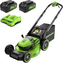 SAVAEIGĖ VEJAPJOVĖ Greenworks MO48L424-01, 46 cm 48V(2x24V) (su 2X4Ah akumuliatoriais ir dvigubu krovikliu)