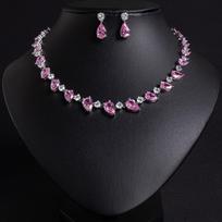 Women's Light Luxury Design Waterdrop Zircon Fashion Necklace Earring Set Elegant And Versatile With A Unique Design Sense Set