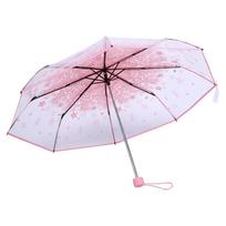 1PC Transparent Folding Umbrella Fashionable Princess Umbrella Cherry Blossom rožinė