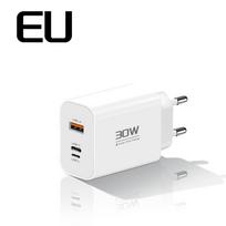 30W USB Type C kelioninis įkroviklis iPhone iPad Samsung Xiaomi planšetiniam kompiuteriui, nešiojamajam kompiuteriui, universalūs USB-C greitojo įkrovimo įkrovikliai, EU/US/UK kištukas EU Plug balta