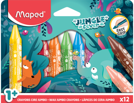 Vaškinė kreidelės MAPED Jungle Fever Jumbo, 12 spalvų