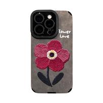 Oil Painting Red Chain Suitable for Apple 16pro Mobile Phone Case 15/14 Silicone Anti-fall 13 Overturned Fur 12 iphone 16