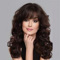 Sintetiniai plaukai Ilgi banguoti perukai moterims Natūralių bangų perukas su šoniniu kirpčiuku Tamsiai rudi perukai Drag Queen perukas Cosplay vaidmenų žaidimams Kasdienis ruda