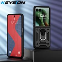KEYSION Shockproof Armor Case for Motorola Razr 60 Ultra 5G Metal Ring Stand Phone Back Cover for MOTO Razr Ultra 2025 Razr+2025 for Razr 60 Ultra juoda