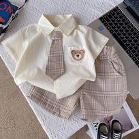 Boys' Summer Outfit Set Short Sleeved Baby Shirt College Two-piece Set Summer 80