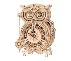 RoboTime - 3D medinė mechaninė dėlionė Pelėda laikrodis 1xAA
