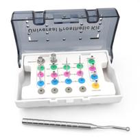 1 rinkinys Dantų implantų šalinimo rinkinys Gręžimo kreiptuvas Ištraukimo vieta Lūžęs tvirtinimo elementas Chirurginis instrumentas Dantų įrankis Varžtas pilka/balta