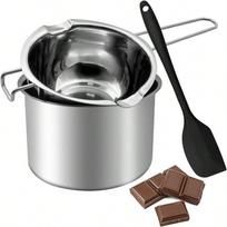 Dvigubo dugno puodų rinkinys, nerūdijančio plieno lydymo puodas su silikonine mentele šokoladui, sviestui, sūriui lydyti 600 ml+ 1600 ml