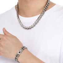 Šaunus dviračio grandinės karoliai vyrams Punk Rock Hip Hop Nerūdijančio plieno Motociklininko vyro apyrankė Vakuuminė danga Gotikiniai dviračių papuošalai 23CM 53CM sidabras