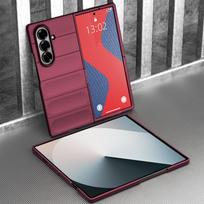 KEYSION Shockproof Case for Samsung Z Fold 7 5G Anti-skid Hard Plastic Phone Back Cover for Galaxy Z Fold 7 5G for Galaxy Z Fold 7 vyno raudonos spalvos