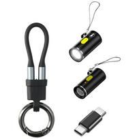 4smarts 4-in-1 Explorer accessory kit USB-C key ring cable, USB-C to USB-C adapter, USB-C lighter, USB-C torch, black
