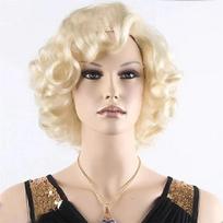 Trumpa platinos blondinė garbanota peruka Sintetinė elegantiška šukuosena 1920-ųjų perukas moterims Helovinas Drag karalienės perukai Monro kostiumas Cosplay beige