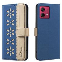 Kortelių Solt Piniginė Odinis Gėlių Atverčiamas Dėklas Motorola Moto Edge 60 Pro G05 G15 G75 G55 G35 50Pro G04 G34 G84 G14 G73 Viršelis Motorola Moto G04 tamsiai mėlyna spalva