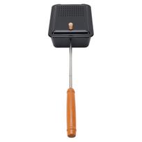 Popcorn Grill Tray Iron Manual Popcorn Pan with Wood Handle for Home Camping Backyard