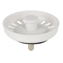 Virtuvės kriauklės krepšelis-koštuvas su atliekų kamščiu, spalvotas baltas, kamščio skersmuo: 74 mm 1pc