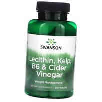Lecitinas, dumbliai B6 ir obuolių actas, Lecithin Kelp B6 and Cider Vinegar, Swanson  240tab (72280097) 240tab