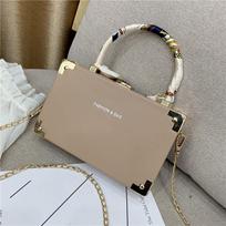 Chain bag women's messenger women's bag fashion box bag trend winter new silk scarf shoulder handbag small bag chaki