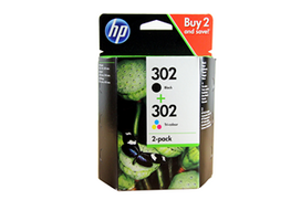 HP 302 2-pack Black/Tri-color (X4D37AE) Rašalinių kasečių komplektas, BK/CMY