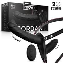 InToYou Jordan Double Vibrating Dildo Strap-on with Remote Black