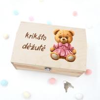 Medinė skrynelė "Krikšto dėžutė su meškute"