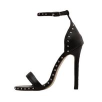 Kniedės Stiletto Moteriškos Basutės Su Kvėpuojančiu Kulkšnies Dirželiu Aukštakulniai 42 juoda