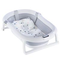 Sulankstoma kūdikio vonelė su termometru ir pagalve BATH&CARE Grey