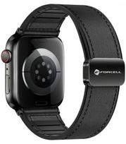 Juoda odinė apyrankė Apple Watch (44 / 45 / 46 / 49 mm) laikrodžiams "Forcell F-Design FA21"