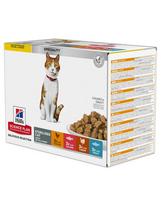 HILL'S Science Plan Feline Young Adult Sterilised Cat Multipack su vištiena, su upėtakiu, su tunu, su lašiša 12x85 g