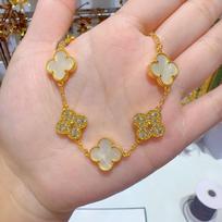 15MM Color-retaining Real Shell Four-leaf Clover Bracelet Adjustable High-class Versatile Women's Bracelets