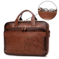 Retro Genuine Leather Men's Messenger Bag - Crazy Horse Leather Briefcase