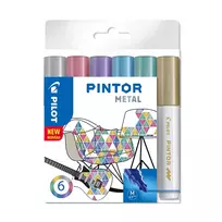Permanentinis žymeklis PILOT PINTOR METALLIC 1.4mm, apvali galvutė,  6 sp. komplektas, vnt.
