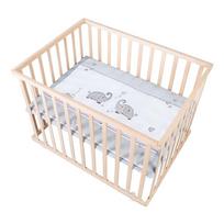 Natūralios spalvos maniežas vaikams ant ratukų 100x75 cm Jumbo Twins – Roba