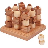 Mini Tic-Tac-Toe 3D Chess Classic Toys Logical Thinking Leisure Board Games Educational Wooden Toys for Children Brain Training