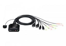 2-Port USB 4K HDMI Cable KVM Switch with Remote Port Selector