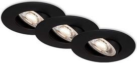 "Briloner Leuchten" 7146-035 LED įleidžiami taškiniai šviestuvai, 3 lubinių šviestuvų rinkinys, pasukami LED moduliai, po 5 W, 460 liumenų, 3000 kelvinų, IP23, matinės juodos spalvos, 90 x 24 mm (DxH), 7146-035