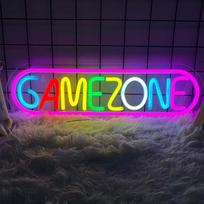"Deluisho GameZone" LED neoninis ženklas, žaidimų neoninės šviesos ženklas, spalvinga žaidimų stiliaus dekoratyvinė šviesa, tinka barams / žaidimų kambariams / madingoms žaidimų parduotuvėms, didelio ryškumo ir atsparus vandeniui, USB kištukas ir šviesa